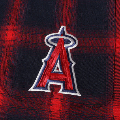 24SS ×MLB ×Los Angeles Angels オーバーサイズ オンブレチェック シャツ