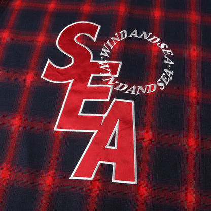 24SS ×MLB ×Los Angeles Angels オーバーサイズ オンブレチェック シャツ