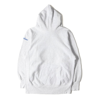 90s 刺繍タグ リバースウィーブ 3段プリント カレッジ スウェット パーカー(USA製)