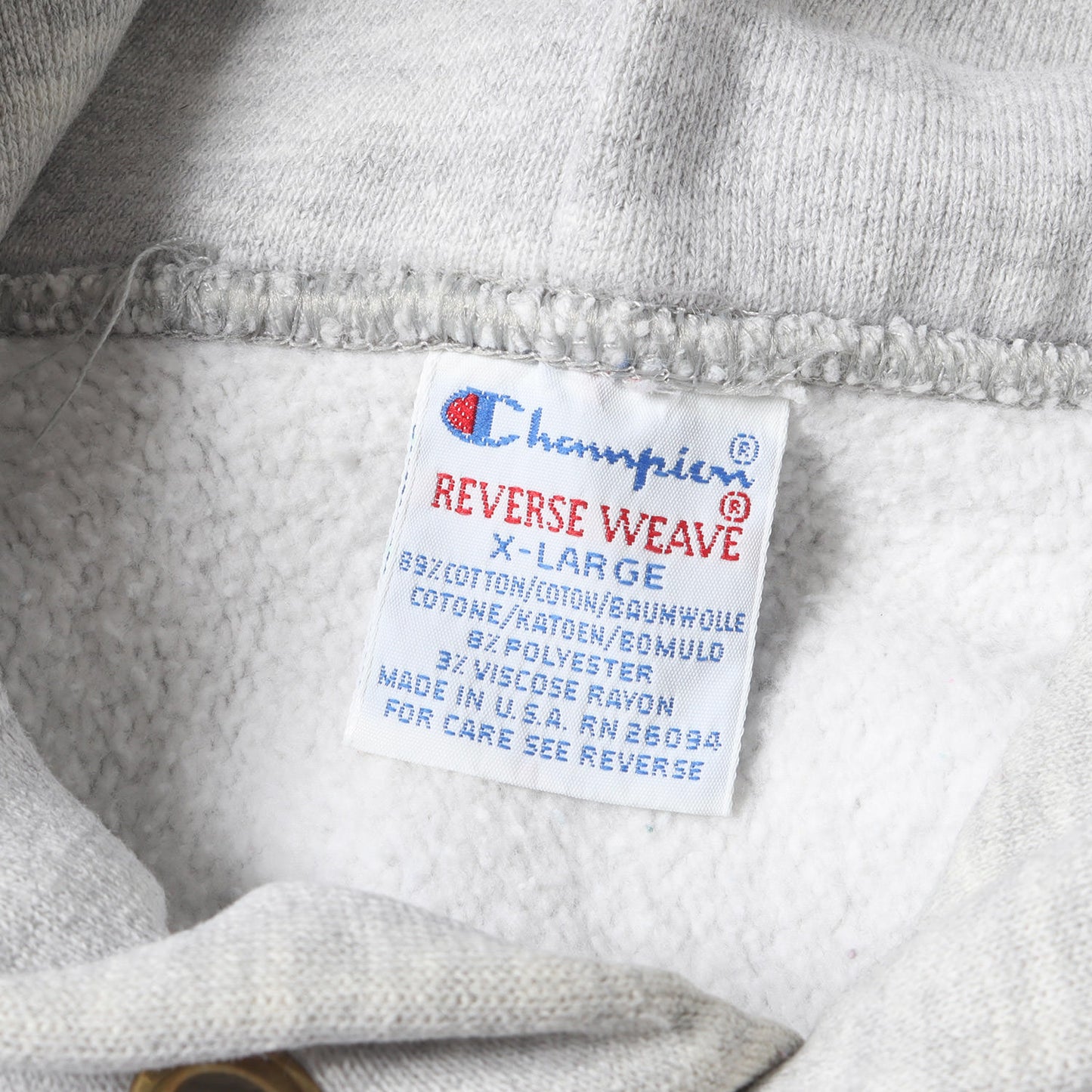 90s 刺繍タグ リバースウィーブ 3段プリント カレッジ スウェット パーカー(USA製)