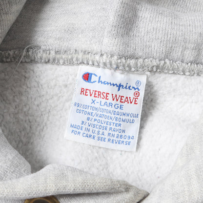 90s 刺繍タグ リバースウィーブ 3段プリント カレッジ スウェット パーカー(USA製)