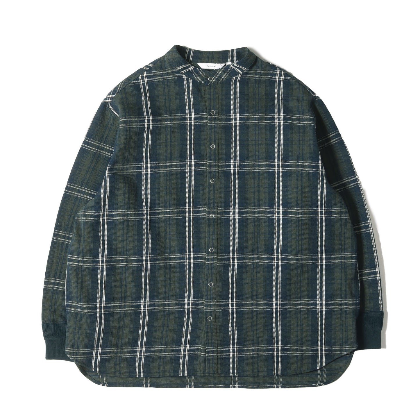 オーバーサイズ バンドカラー ヘビー チェック ネルシャツ(Check Over Joint Shirt)