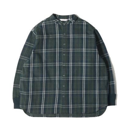 オーバーサイズ バンドカラー ヘビー チェック ネルシャツ(Check Over Joint Shirt)