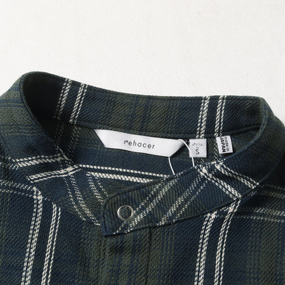 オーバーサイズ バンドカラー ヘビー チェック ネルシャツ(Check Over Joint Shirt)
