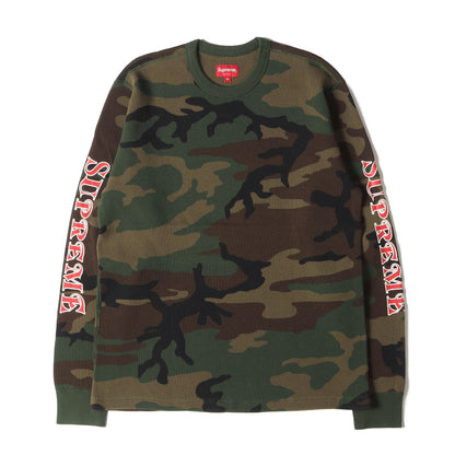 袖ロゴ サーマル ロングスリーブ Tシャツ(Sleeve Logo Waffle Thermal)