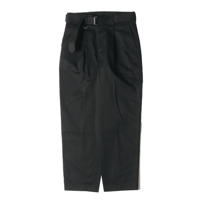 23SS ベルト付き ストレッチ テーパード パンツ(STRETCH CHINO BELTED TUCK HEM CORD TAPERED PANTS)