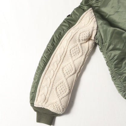 復刻モデル ×ALPHA 袖フィッシャーマンニット カスタム MA-1 フライトジャケット