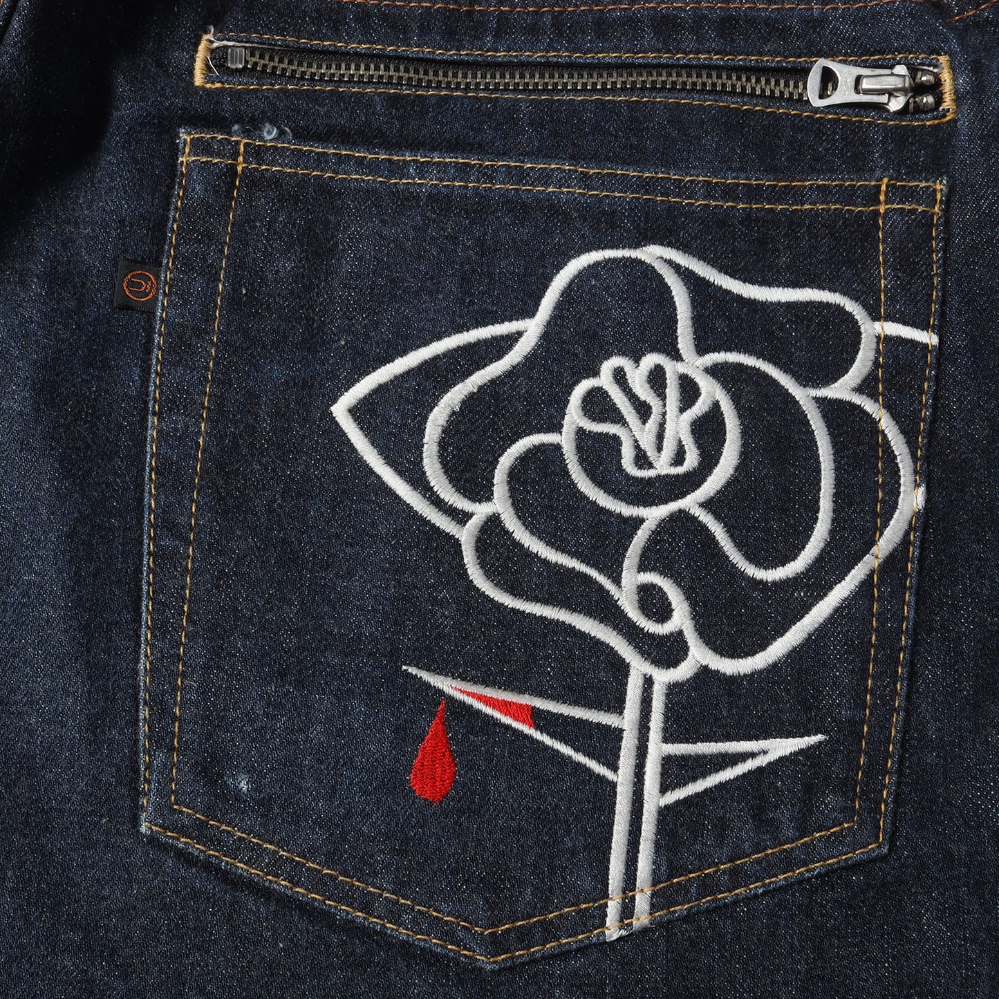 07SS purple期 バラ刺繍 イージー デニム ショート パンツ