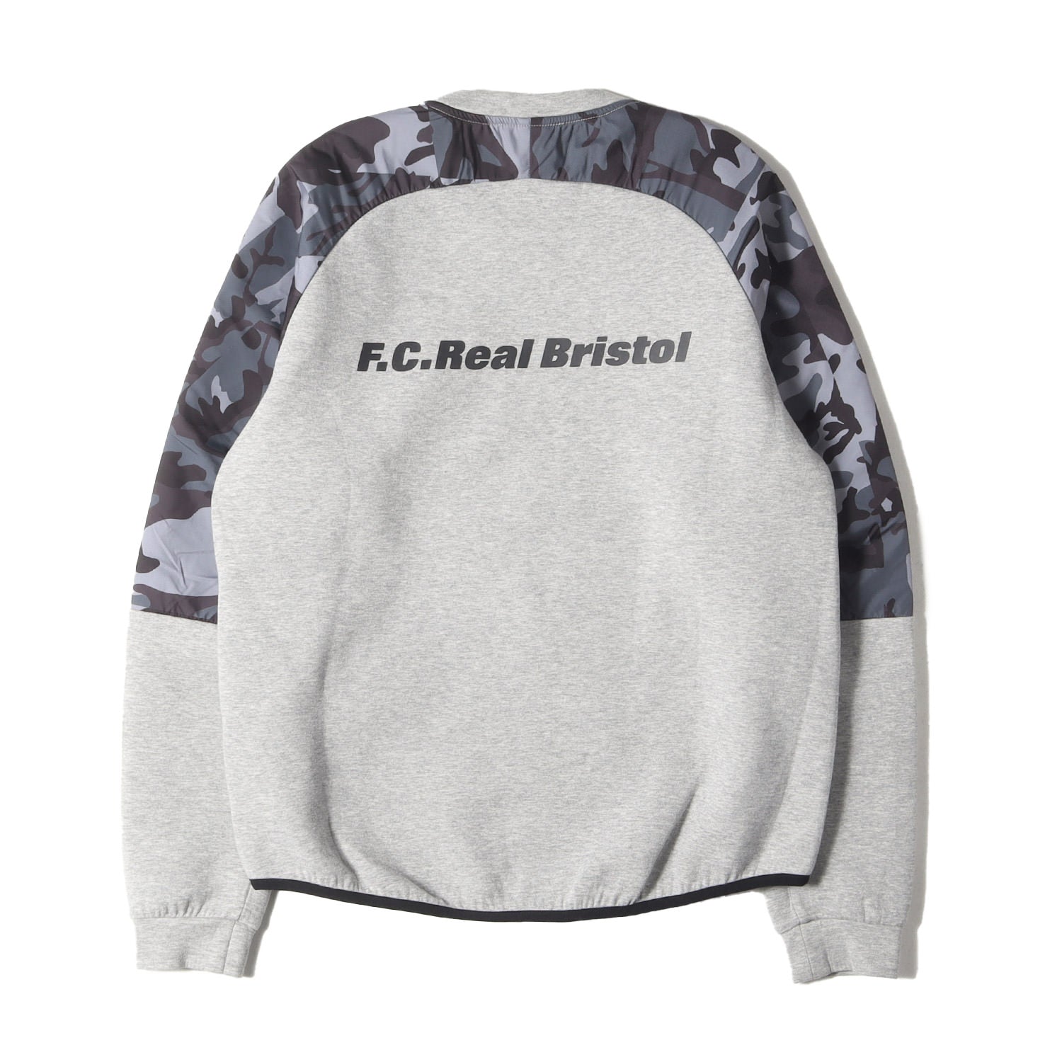 FCRB カモフラージュ コンビ テック スウェット　クルーネック　グレー FCRB カモフラージュ コンビ テック スウェット クルーネック グレー