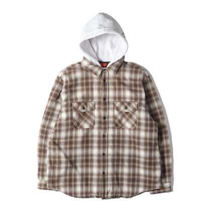 21AW フード付き 裏地キルティング チェック フランネルシャツ(Hooded Flannel Zip Up Shirt)