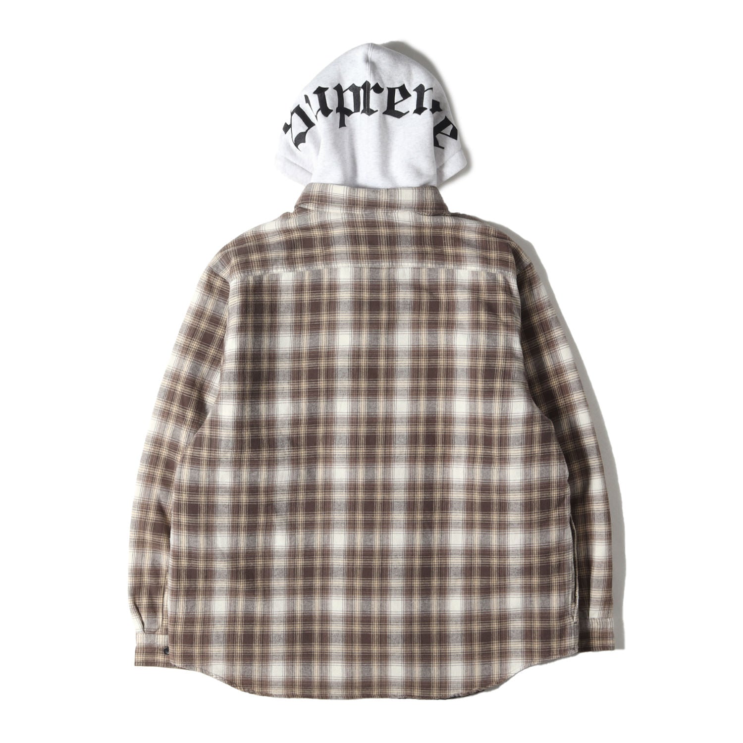 SUPREME フード付 裏地キルティング チェック フランネル長袖