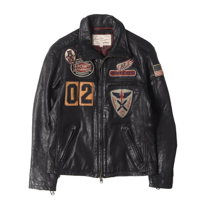 美品】ハニカムモード ライダースジャケット ブラック 羊革 シープ 