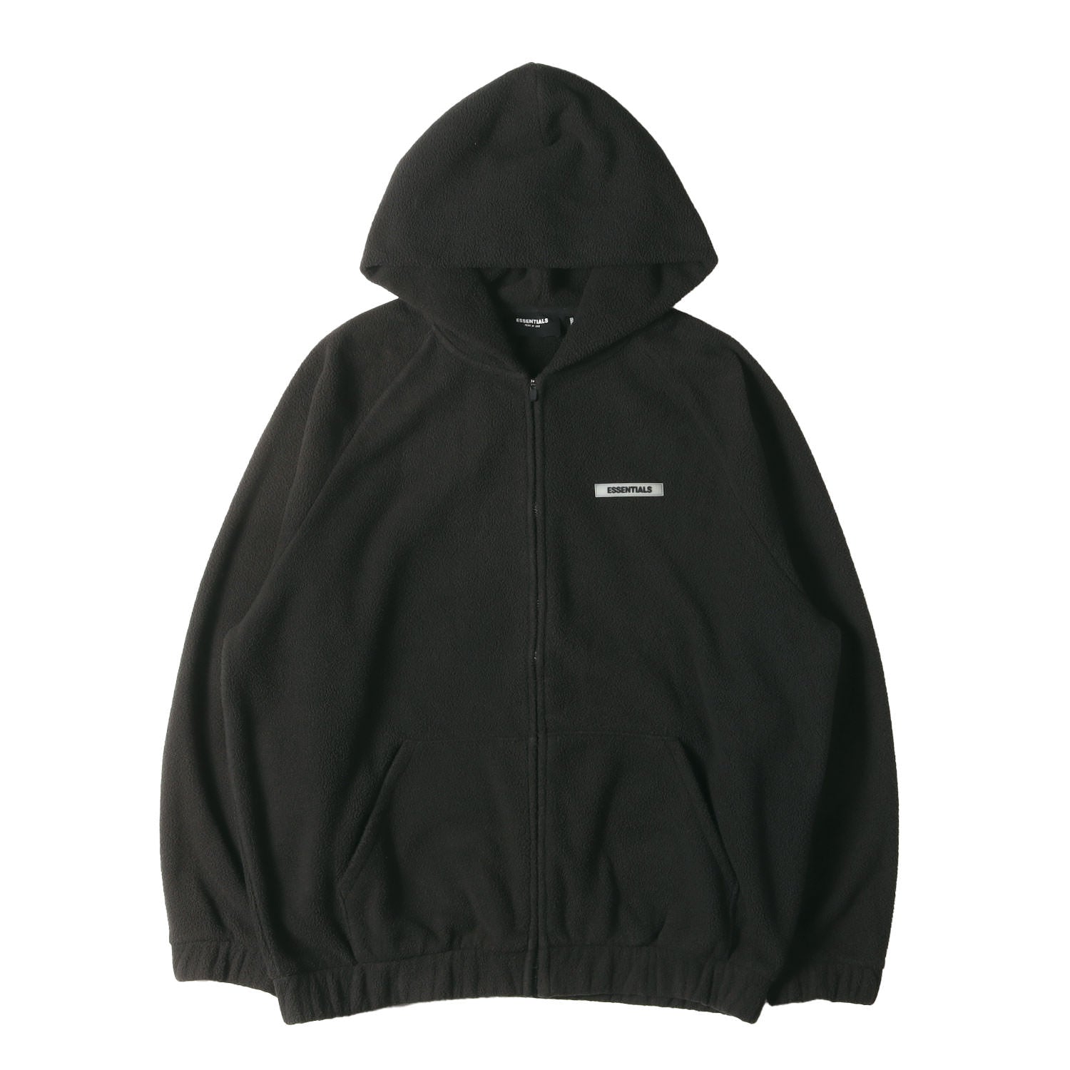ESSENTIALS フラック ジップアップ フリース入りパーカー メンズ ESSENTIALS ブラック フリースジップアップパーカー