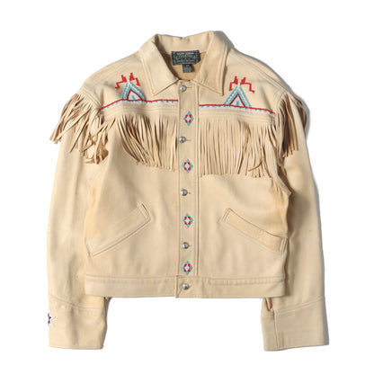 90s ネイティブ ビーズ フリンジ ディアスキンレザー ジャケット(USA製)