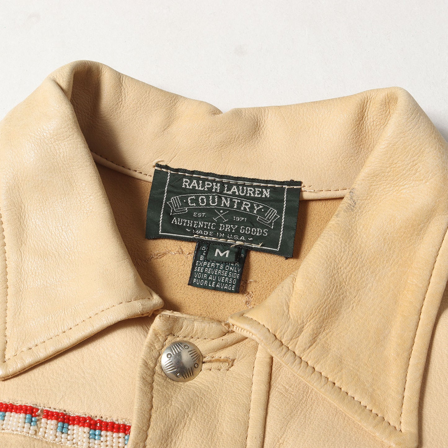 90s ネイティブ ビーズ フリンジ ディアスキンレザー ジャケット(USA製)