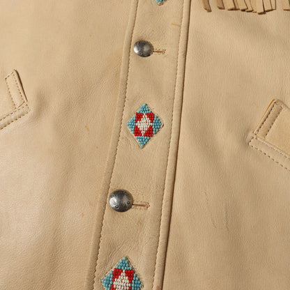 90s ネイティブ ビーズ フリンジ ディアスキンレザー ジャケット(USA製)