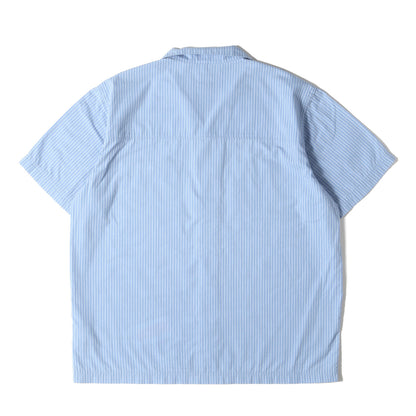 ワッペン付き ストライプ オープンカラー ワーク 半袖シャツ(VATOS S/S)