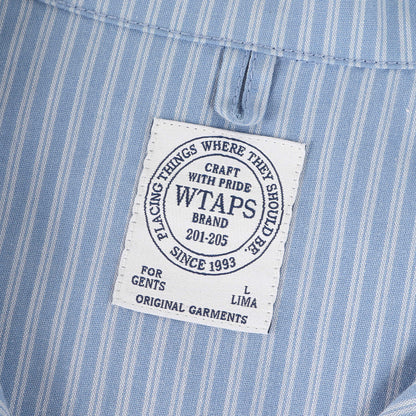 ワッペン付き ストライプ オープンカラー ワーク 半袖シャツ(VATOS S/S)