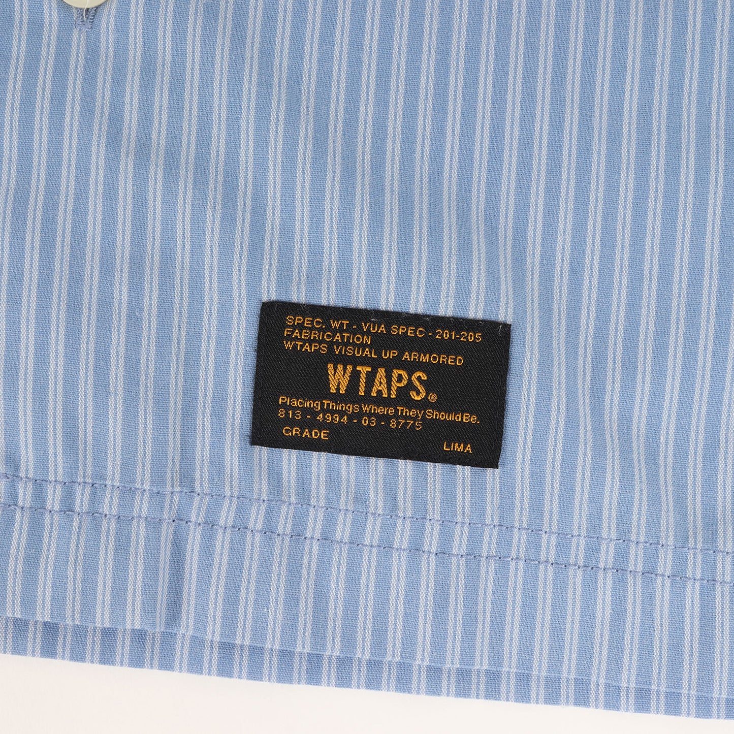 ワッペン付き ストライプ オープンカラー ワーク 半袖シャツ(VATOS S/S)