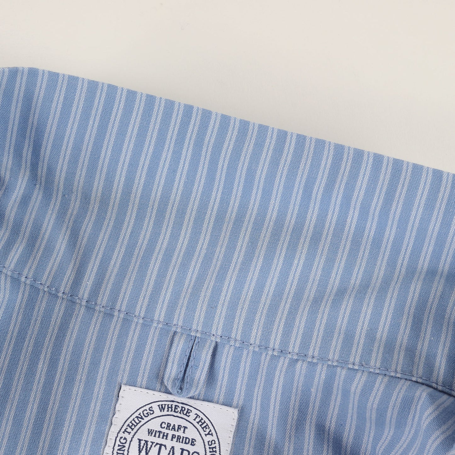ワッペン付き ストライプ オープンカラー ワーク 半袖シャツ(VATOS S/S)