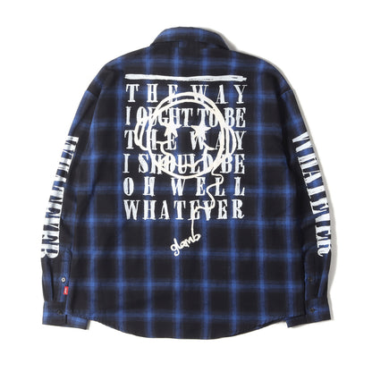 グラフィックプリント オンブレチェック フランネルシャツ
