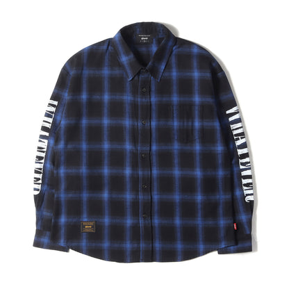 グラフィックプリント オンブレチェック フランネルシャツ
