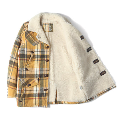 チェック ウール ボア ランチジャケット
