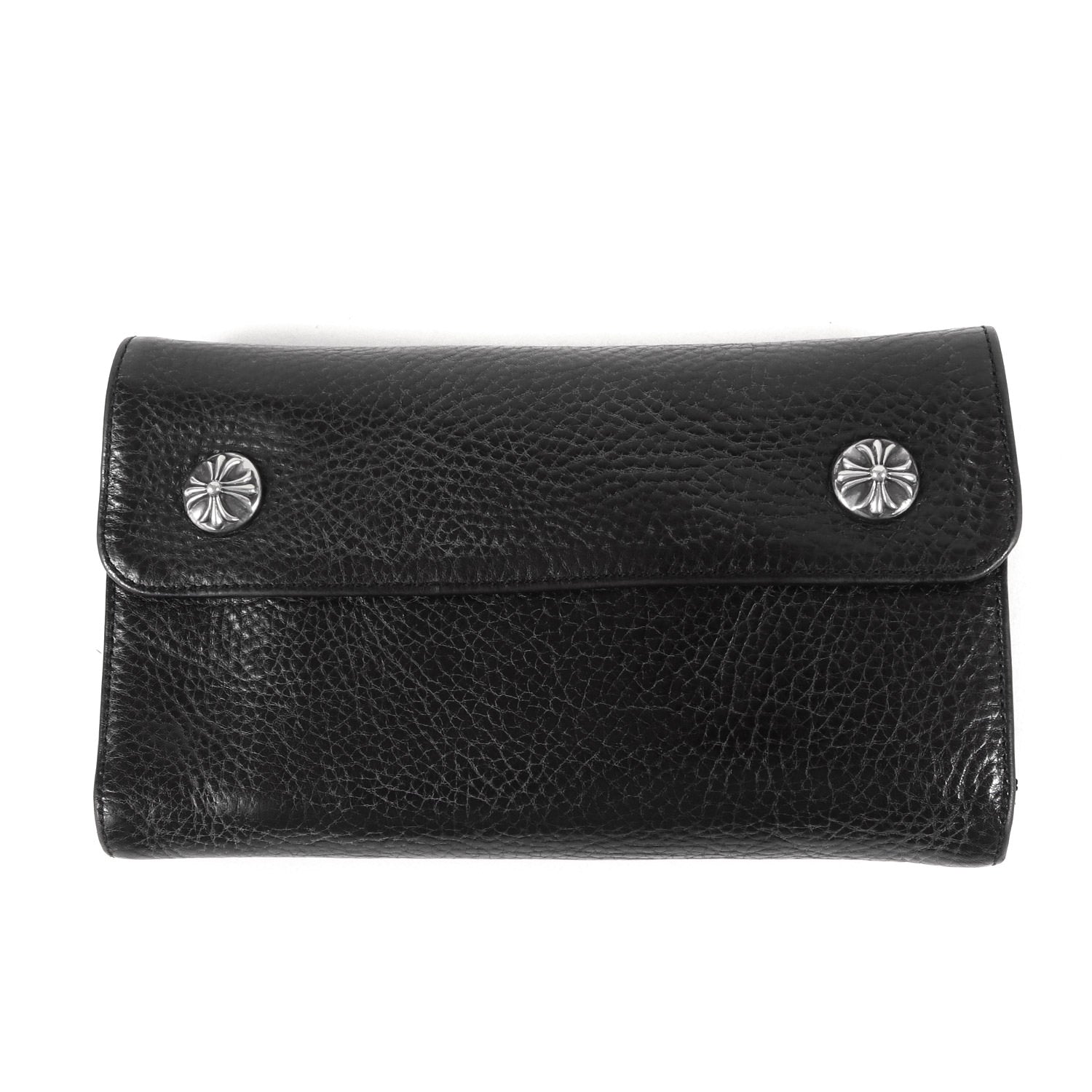 CHROME HEARTS (クロムハーツ) クロスボタン ウェーブ ヘビーレザー ロングウォレット / 長財布(WAVE WALLET CROSS  BUTTON) - ブランド古着の通販・買取 | BEEGLE by Boo-Bee