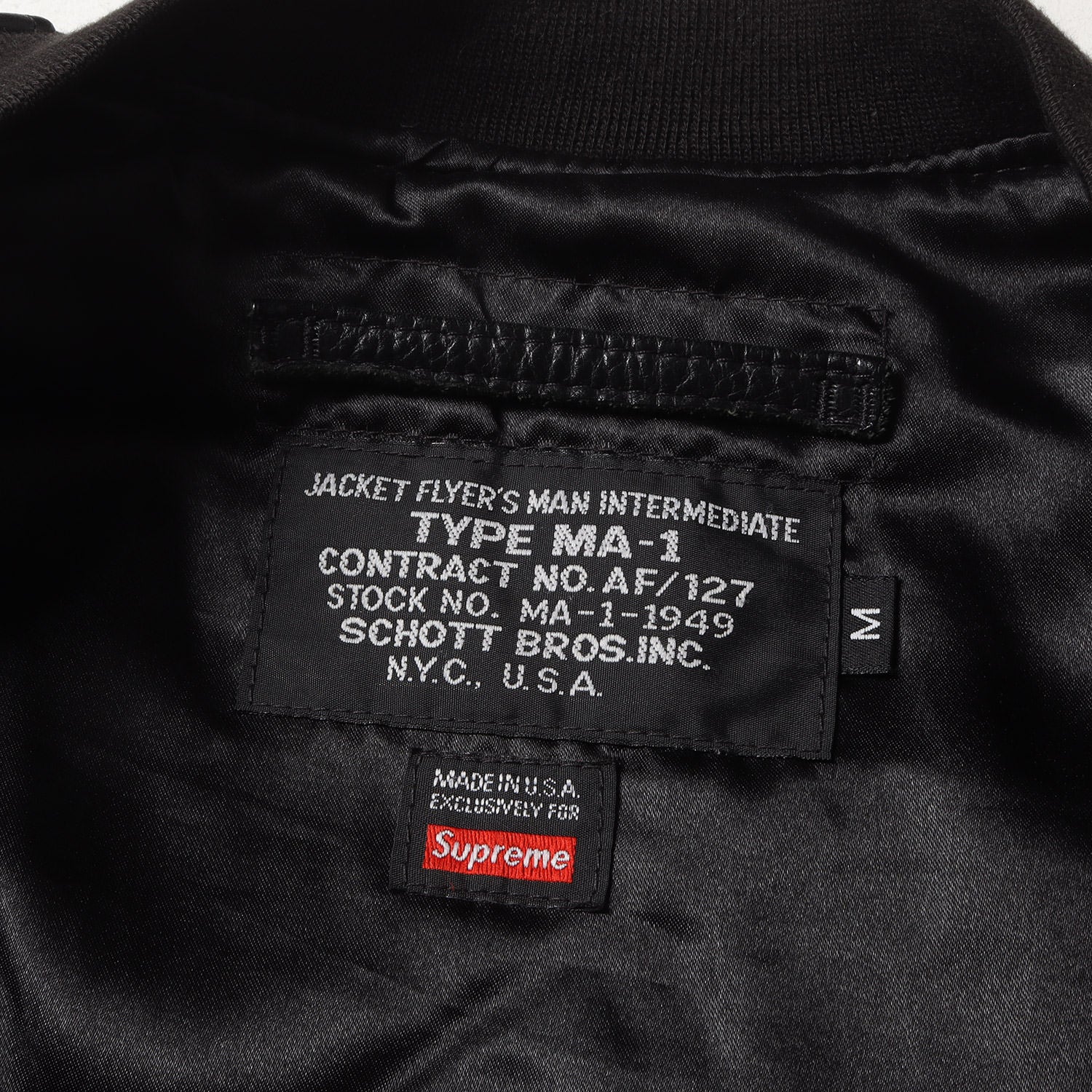 Supreme (シュプリーム) ×Schott レザー MA-1ボンバージャケット