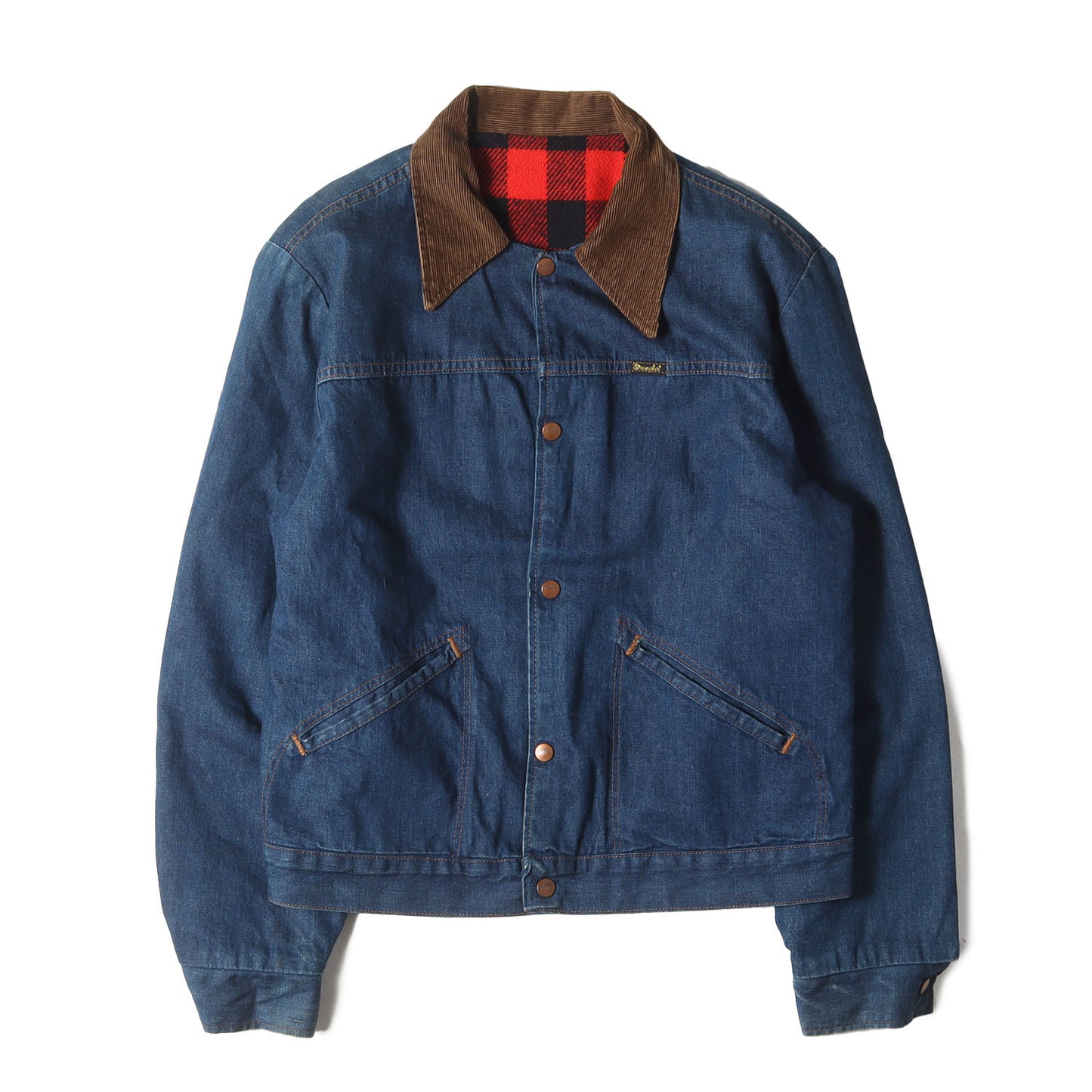 80s 228MLJ 裏地チェック デニムジャケット(USA製)