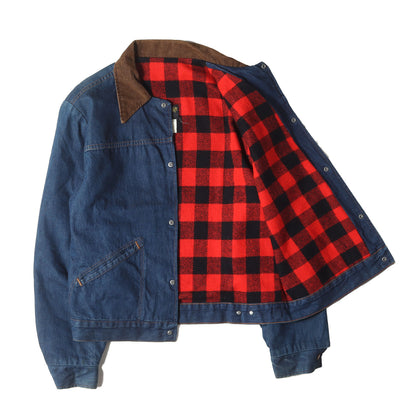 80s 228MLJ 裏地チェック デニムジャケット(USA製)