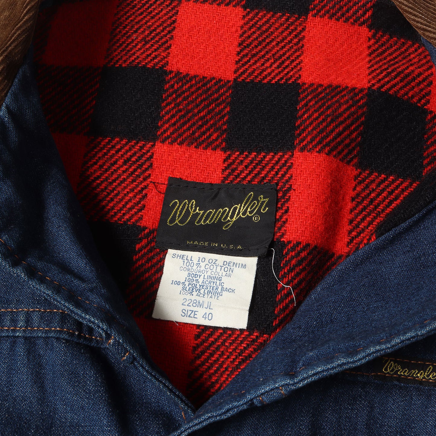 80s 228MLJ 裏地チェック デニムジャケット(USA製)