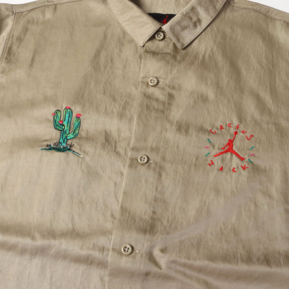 21SS ×TRAVIS SCOTT Cactus Jack JORDAN フレイム刺繍 ナイロン 半袖シャツ(AS M J TS BTN DWN TOP)