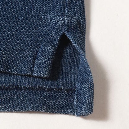 [現行タグ] ヴィンテージ加工 インディゴ 鹿の子 ポロシャツ(CUSTOM SLIM FIT)