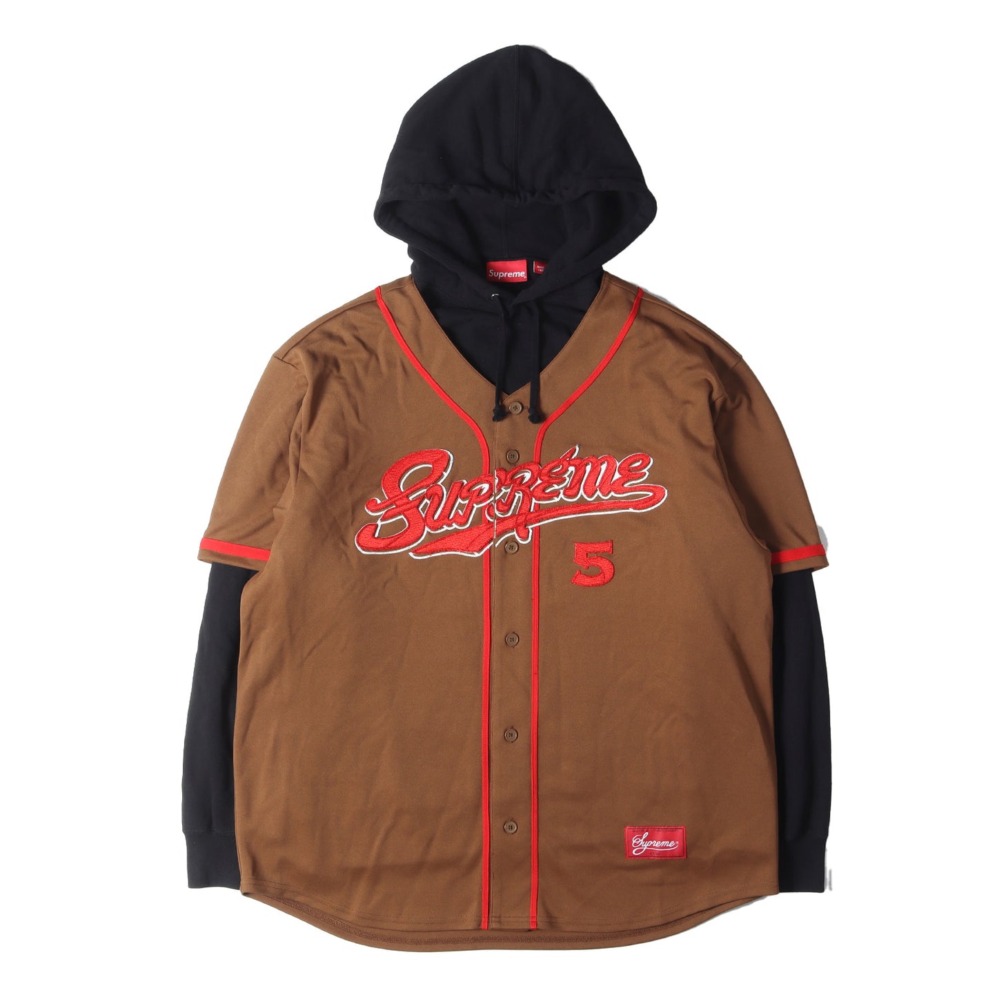 22SS ベースボールシャツ レイヤード スウェット パーカー(Baseball Jersey Hooded Sweatshirt)