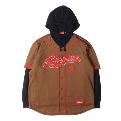22SS ベースボールシャツ レイヤード スウェット パーカー(Baseball Jersey Hooded Sweatshirt)
