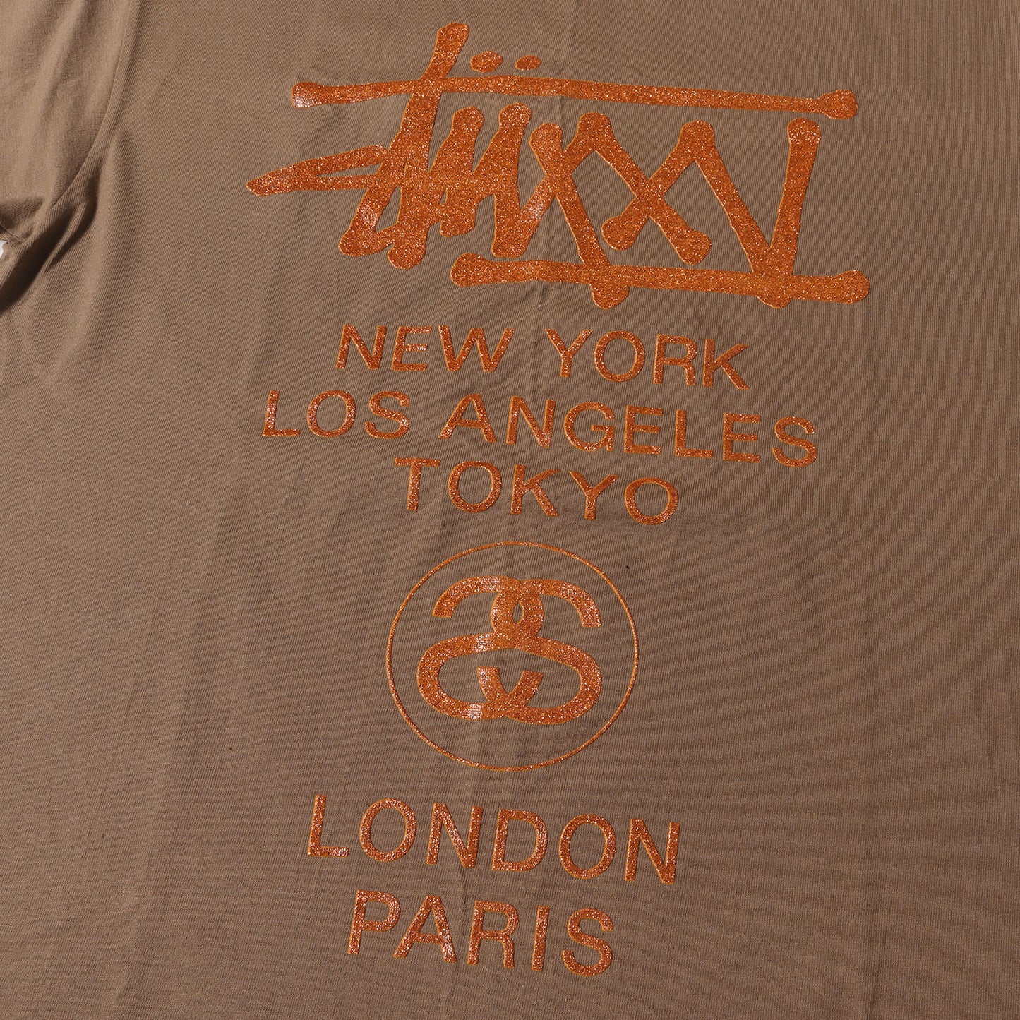 00s 25周年記念 ラメプリント ワールドツアーロゴ Tシャツ(デッドストック)