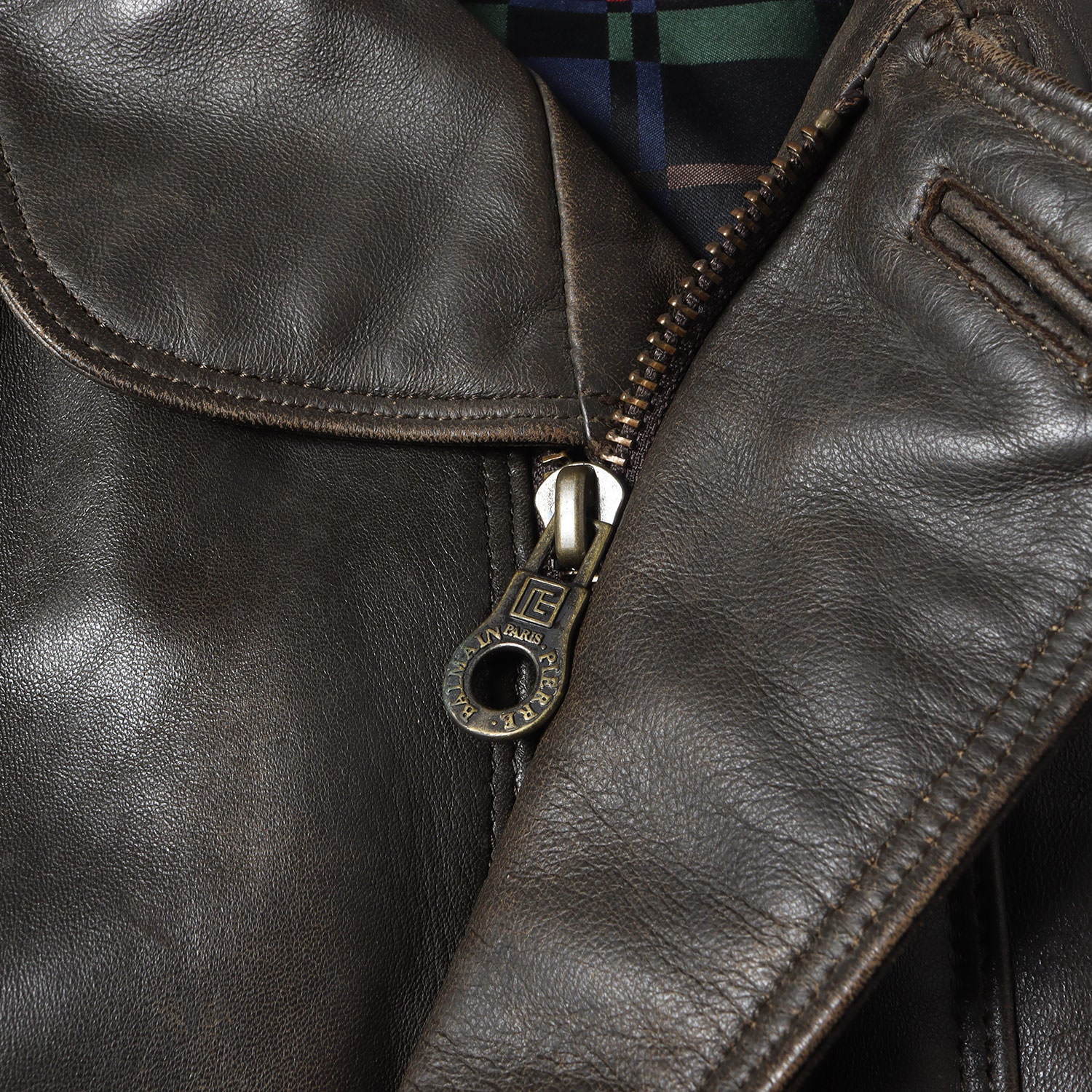 美品 BALMAIN ラムレザー テーラードジャケット 裏地総柄ロゴ ブラウン 14111065-b.jpg?v=1735375621&