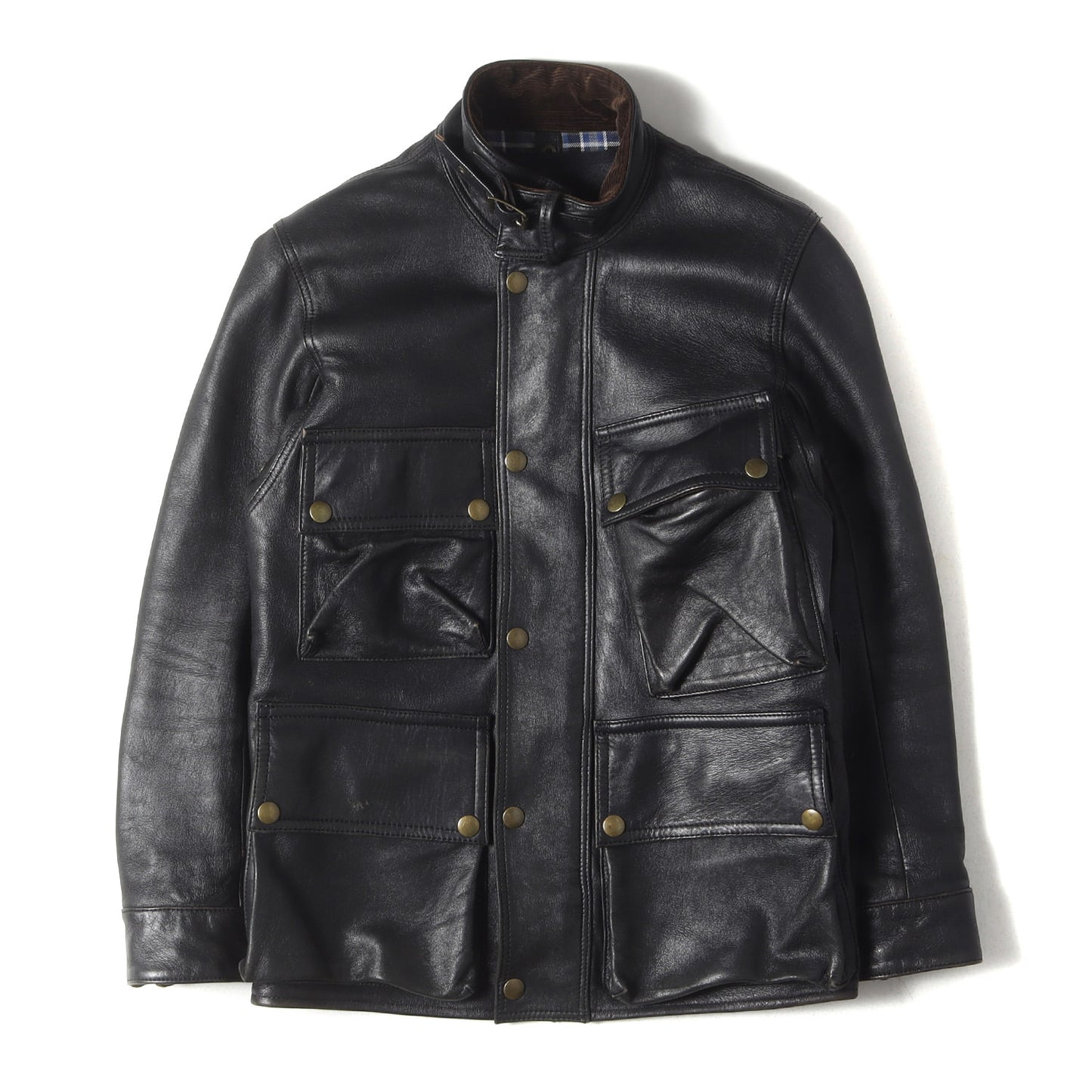 シープスキンレザー ライナーベスト付き モーターサイクル ジャケット(AD-10 SHEEPSKIN BMC JACKET)