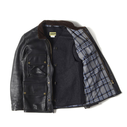 シープスキンレザー ライナーベスト付き モーターサイクル ジャケット(AD-10 SHEEPSKIN BMC JACKET)