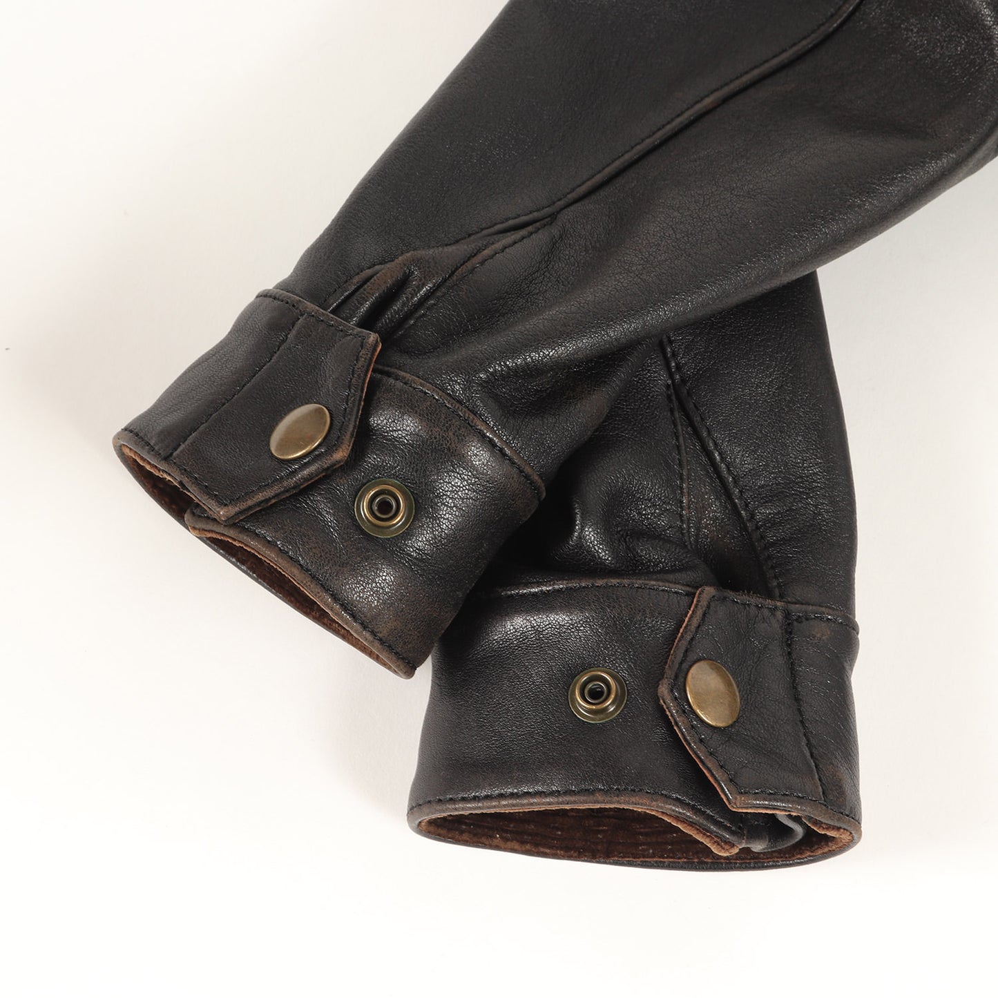 シープスキンレザー ライナーベスト付き モーターサイクル ジャケット(AD-10 SHEEPSKIN BMC JACKET)