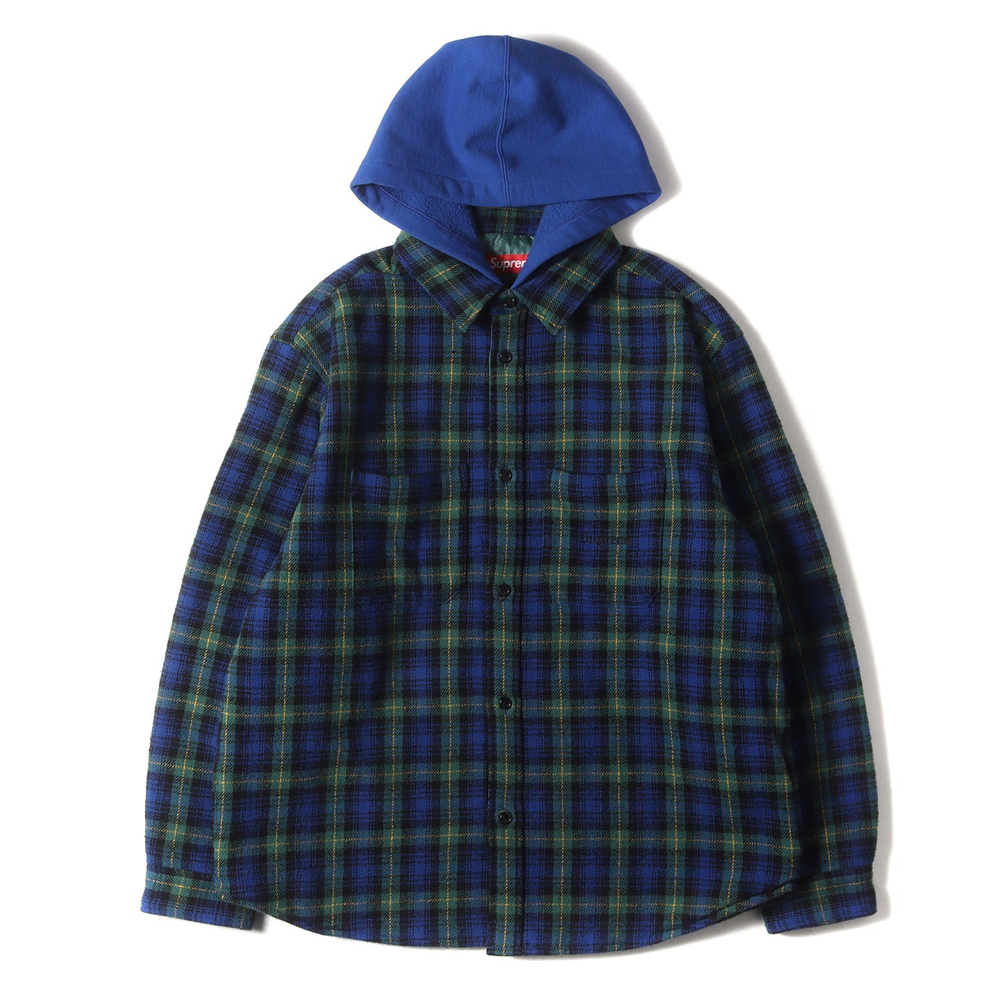 23AW フード付き 裏地キルティング チェック ネルシャツ(Tartan Flannel Hooded Shirt)
