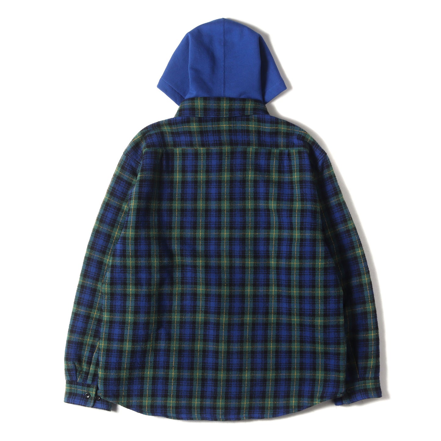 23AW フード付き 裏地キルティング チェック ネルシャツ(Tartan Flannel Hooded Shirt)