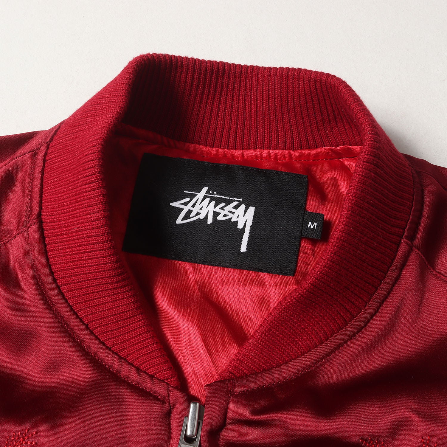 STUSSY (ステューシー) パームツリー 刺繍 サテン スカジャン 