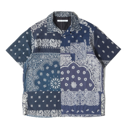 ヴィンテージリメイク バンダナ オープンカラー パッチワーク 半袖シャツ(VINTAGE BANDANA PATCHWORK SHIRT S/S MIX)