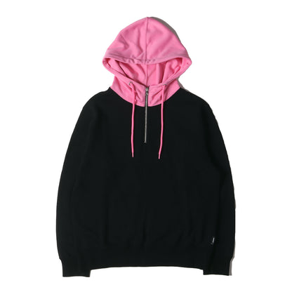 2トーンカラー ハーフジップ スウェット パーカー(HALF ZIP PULL OVER HOODY)
