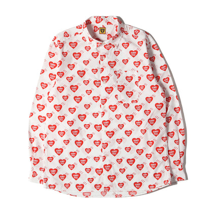 ハート柄 コットンブロード ボタンダウンシャツ(HEART PATTERN SHIRT)