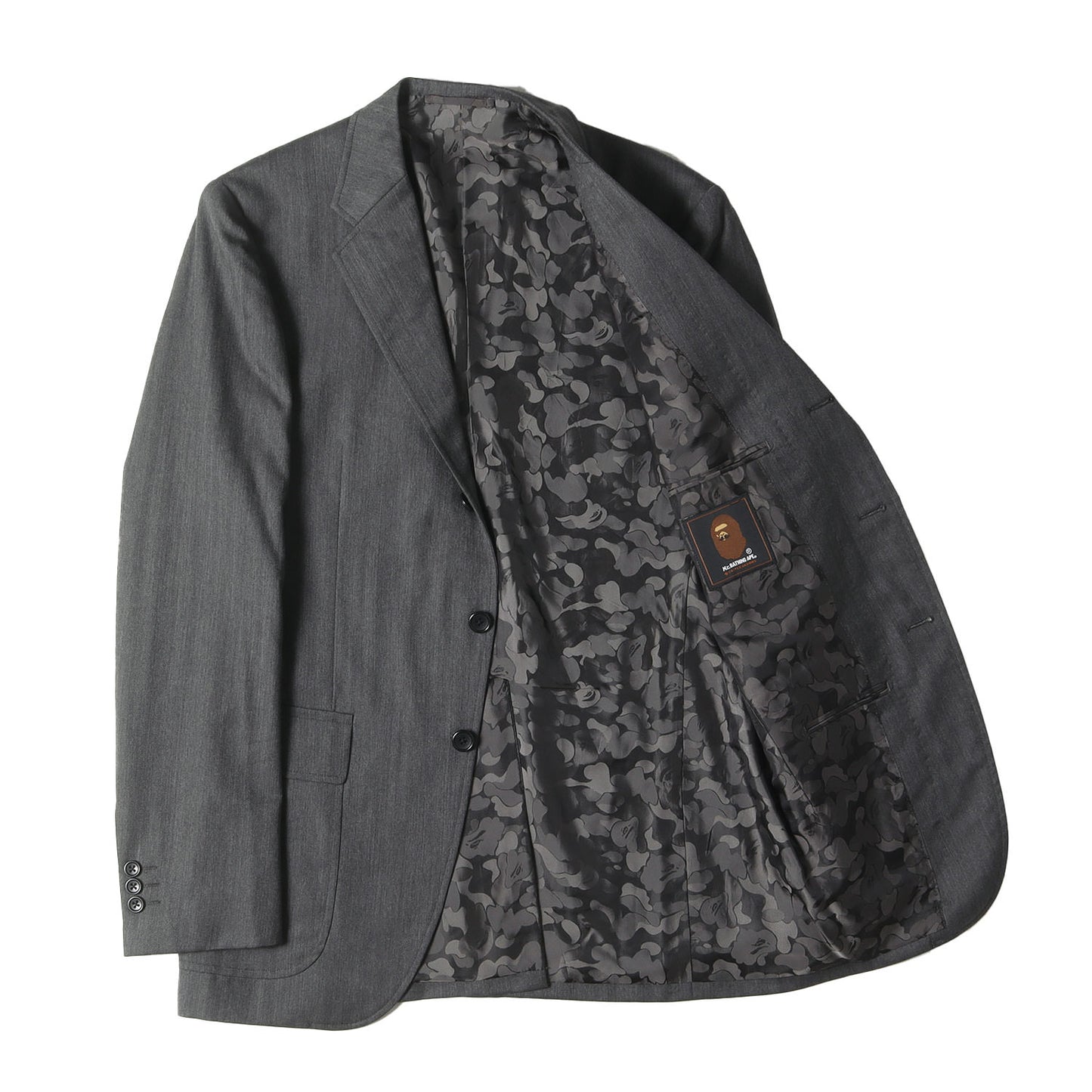 Mr. BATHING APE 裏地ジャガードカモ ヘリンボーンウール テーラードジャケット