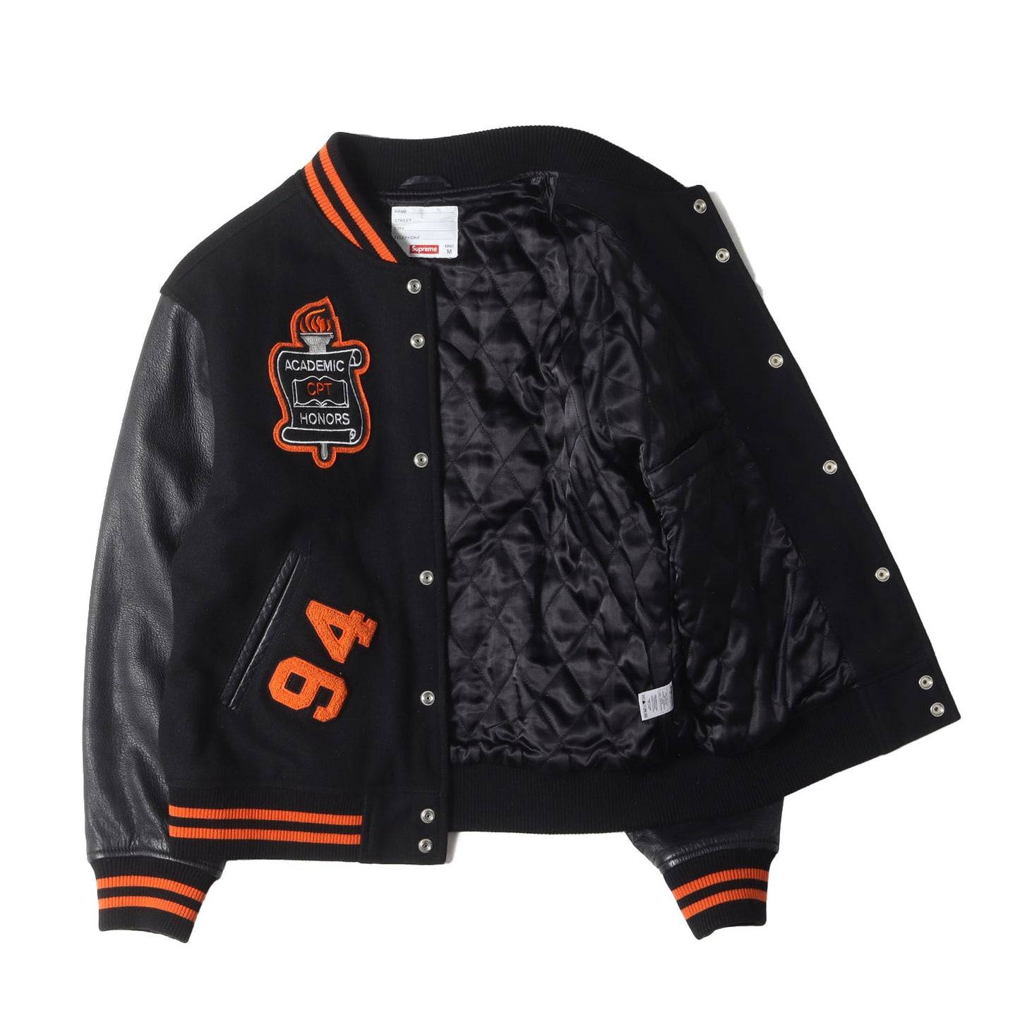 ワッペン付き 袖レザー バーシティジャケット / スタジャン(Team Varsity Jacket)