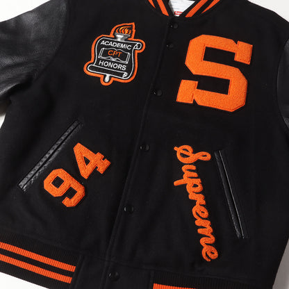 ワッペン付き 袖レザー バーシティジャケット / スタジャン(Team Varsity Jacket)